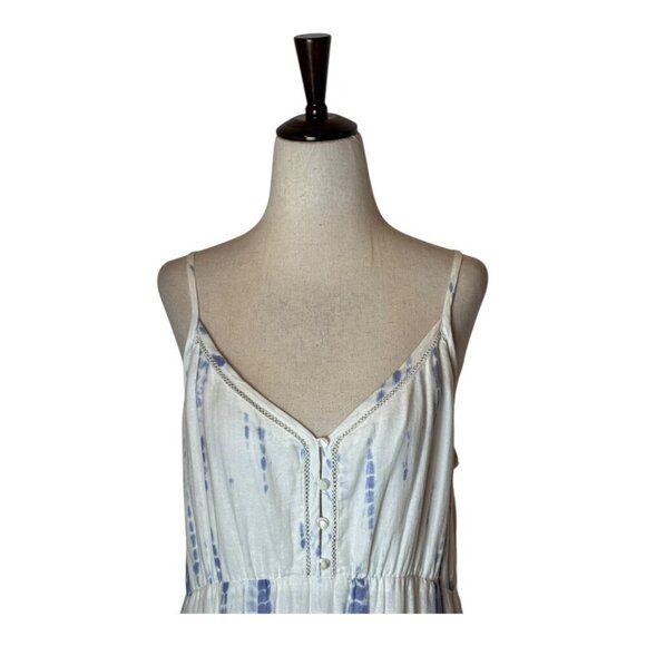 Rails Dress Women Medium Blue White Cloud Tie Dye Linen Blend Delilah Midi - Picture 5 of 13